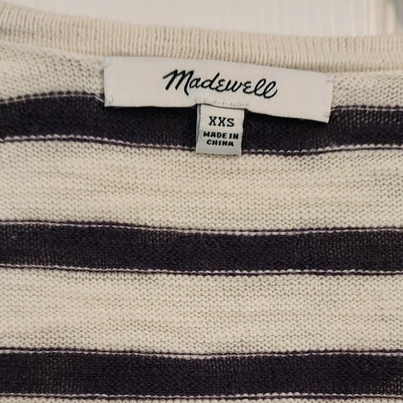 Madewell Navy and Cream Striped Open Front Cardigan Size XXS - Picture 3 of 6